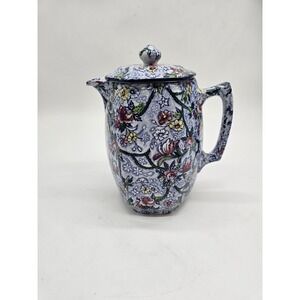 Ringtons Tea Merchants‎ Maling Ware Blue Chinz Hot Water Coffee Pitcher W/ Lid